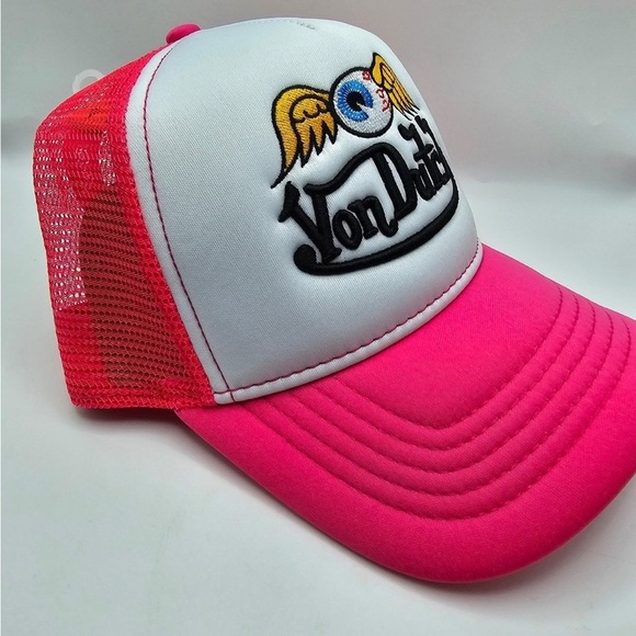 Von Dutch Hot Pink Flying Eyeball Wordmark Cap/ Trucker Hat | Limited | NEW/NWT! main image 7